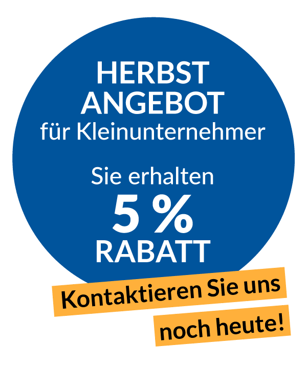 Button Herbstangebot für Kleinunternehmer 5 % Rabatt